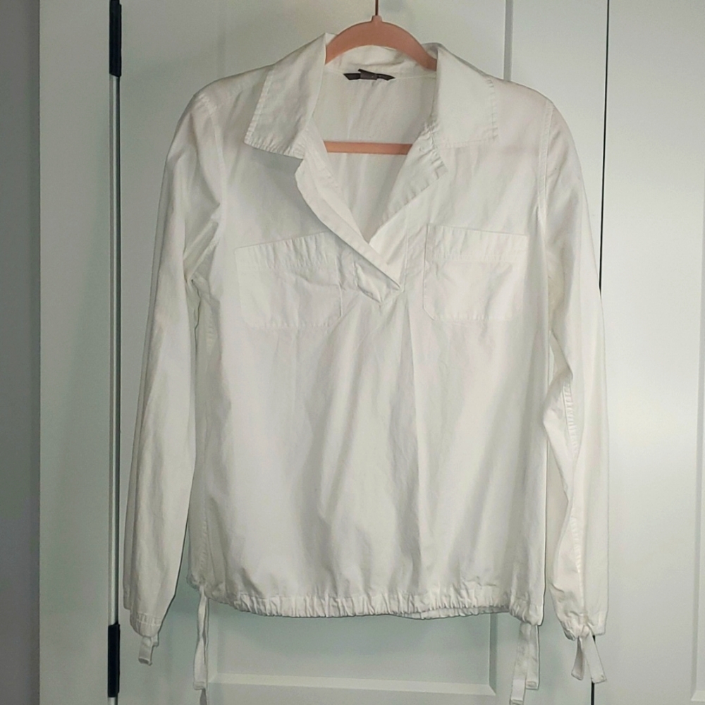 Pink Twill 100% cotton size medium white blouse